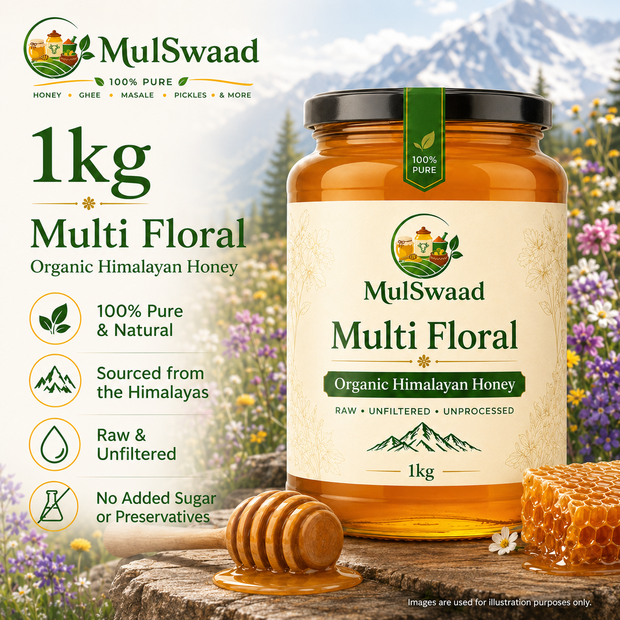 Multi Floral, Organic Himalayan Honey